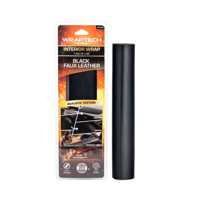 Automotive Interior Wrap, Leather Texture Black 12 in × 36 in