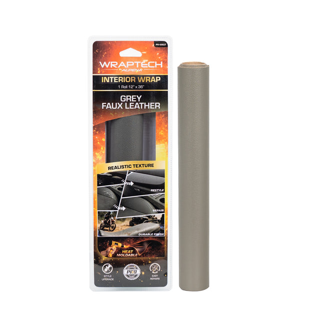 Automotive Interior Wrap, Leather Texture Gray 12 in × 36 in