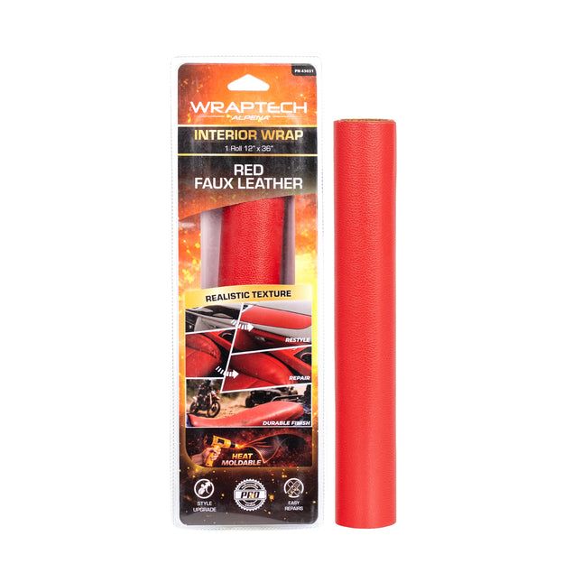 Automotive Interior Wrap, Leather Texture Red 12 in × 36 in