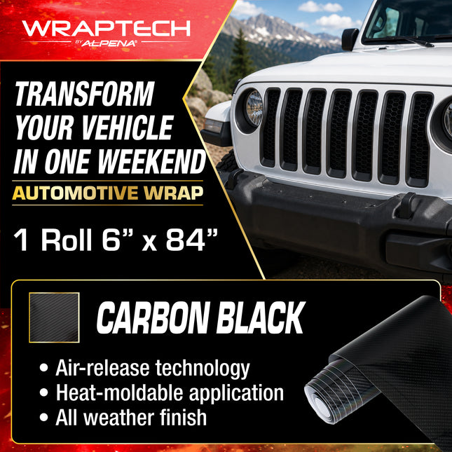 Automotive Exterior & Interior Wrap, Gloss Black Carbon 6 in × 84 in