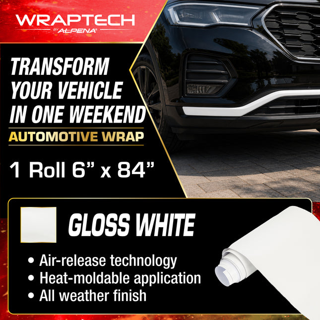 Automotive Exterior & Interior Wrap, Gloss White  6 in × 84 in