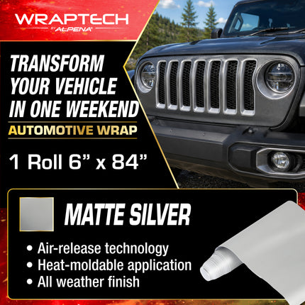 Automotive Exterior & Interior Wrap, Matte Silver 6 in × 84 in