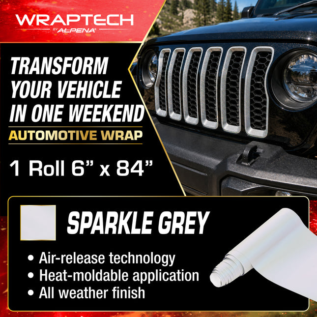 Automotive Exterior & Interior Wrap, Sparkle Grey 6 in × 84 in