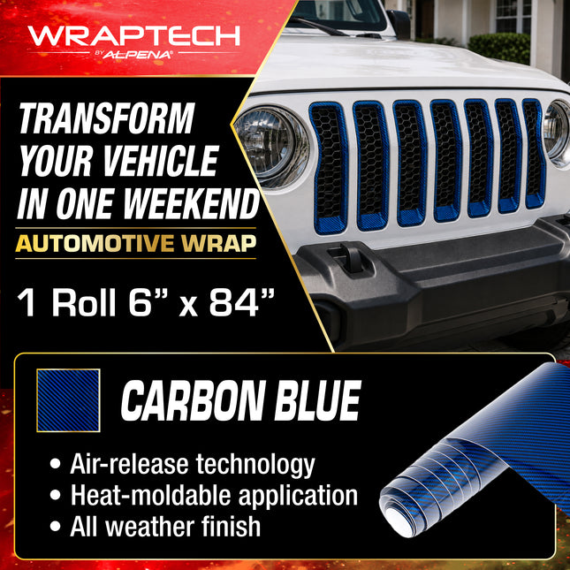 Automotive Exterior & Interior Wrap, Gloss Blue Carbon 6 in × 84 in