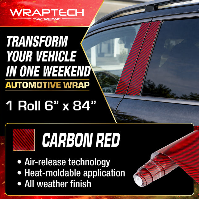 Automotive Exterior & Interior Wrap, Gloss Red Carbon 6 in × 84 in