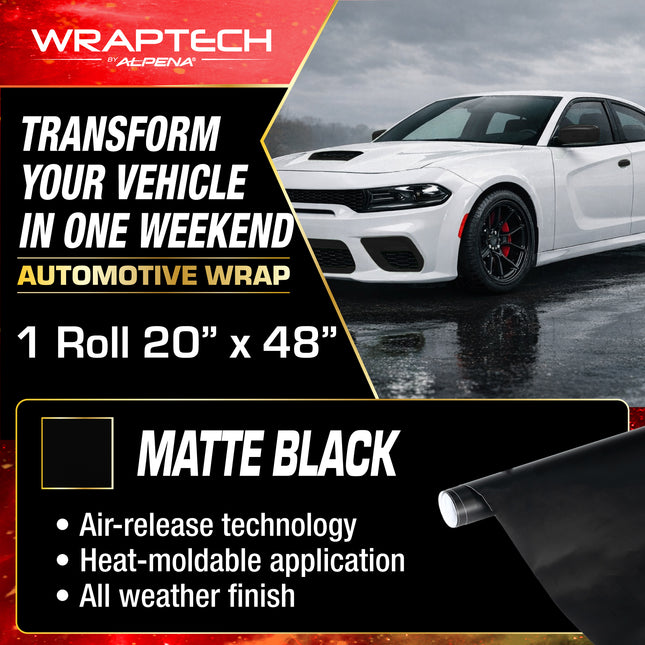 Automotive Exterior & Interior Wrap, Matte Black  20 in × 48 in