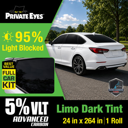Private Eyes Advanced Carbon 5% VLT Full Car Window Tint Kit - 24 in x 264 in
