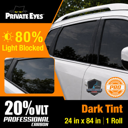 Private Eyes Professional Carbon 20% VLT Window Tint Film - 24 in x 84 in