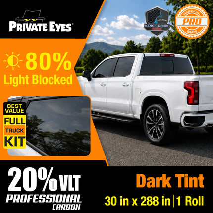 Private Eyes Professional Carbon 20% VLT Full Car Window Tint Kit - 30 in x 288 in
