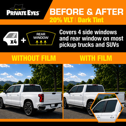 Private Eyes Professional Carbon 20% VLT Full Car Window Tint Kit - 30 in x 288 in