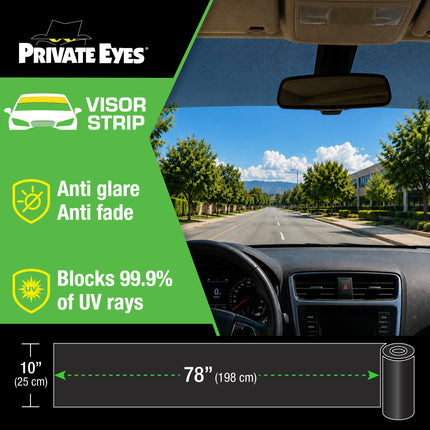 Private Eyes Advanced Carbon 20% VLT Windshield Strip Tint - 10 in x 6.5 ft