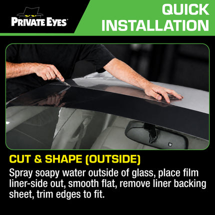 Private Eyes Advanced Carbon 20% VLT Windshield Strip Tint - 10 in x 6.5 ft