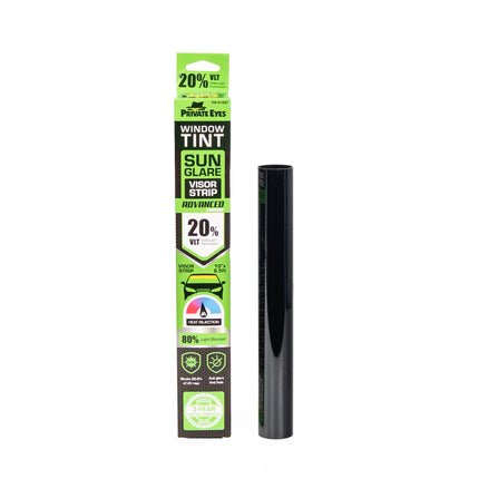 Private Eyes Advanced Carbon 20% VLT Windshield Strip Tint - 10 in x 6.5 ft